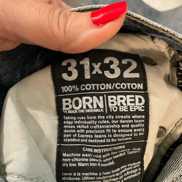 Express Men's loose fit boot cut Blue Jeans 31x32 - Picture 6 of 8